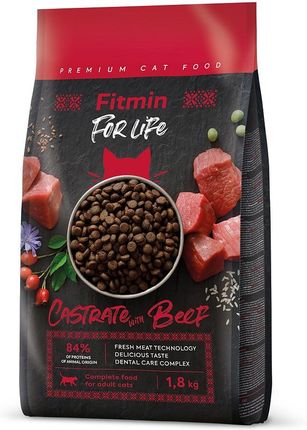 Fitmin Cat For Life Adult Castrate Beef Wołowina Nowa Receptura 1,8Kg