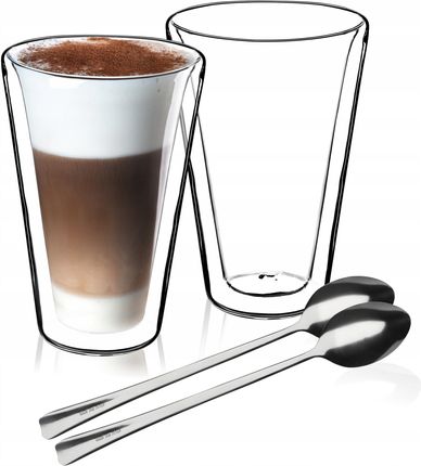 Kadax Szklanki Termiczne Do Kawy Latte + Łyżeczki 2Szt. (K4533)