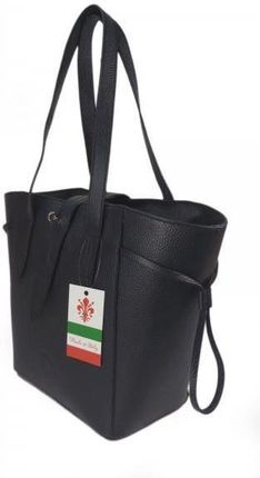 Pakowna włoska torebka skórzana na ramię mieści A4 ,Vera Pelle , Granatowa BKL25BS