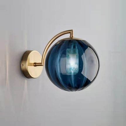 Copel Loftowa lampa ścienna CGGREN BLUE szklana kula niebieska mosiądz (GRENADA)