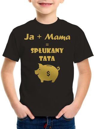 Ja + Mama = spłukany tata - złoty nadruk - koszulka dziecięca
