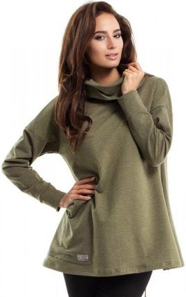 Moe MOE260 Bluza oversize z kominem i kieszenią khaki 