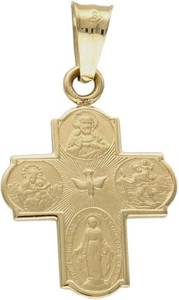 Diament Złota zawieszka krzyżyk 585 z wizerunkami Świętych (DIAZAW6259585)