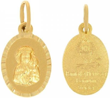 Caspol.Eu Złoty Medalik Dwustronny Z Wizerunkiem Matki Boskiej Częstochowskiej Me.00085 Pr.585