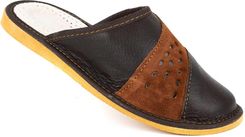 Zdjęcie Klapki pantofle męskie skórzane kapcie góralskie 87 ciemny brąz - Łosice