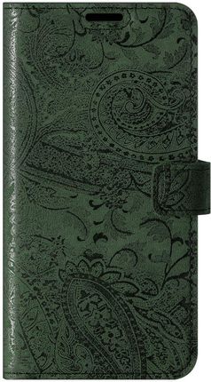 Etui Na Telefon Book Iphone 13 Pro Max Ornament Dark Green Skórzane