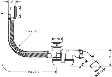 Hansgrohe FLEXAPLUS wannowy (58143000) - zdjęcie 2