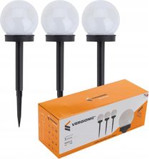 Zdjęcie Vergionic 3szt. Lampa Lampion Solarny Kula Biała Ogrodowa (794) - Buk