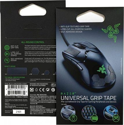 Razer Mysz Universal Grip Tape for Peripherals and Gaming Devices, 4 Pack Black (RC2101670100R3M1)