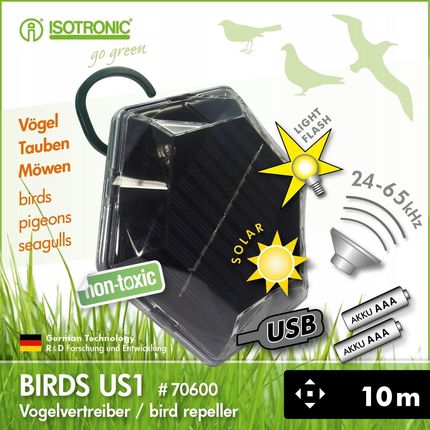 Odstraszacz Zwierząt Ptaków Usb Solar Baterie 10M 
