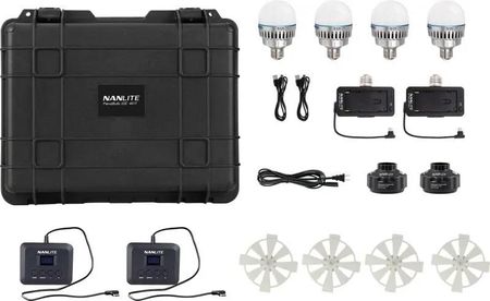 Nanlite PavoBulb 10C 4 Light Kit | Zestaw żarówek RGB z walizką i akcesoriami, 2700-7500K, CRI 95, DMX, Bluetooth