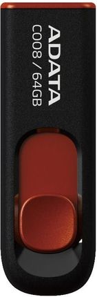 Adata USB C008 Classic 64GB Czarny/Czerwony (AC00864GRKD)