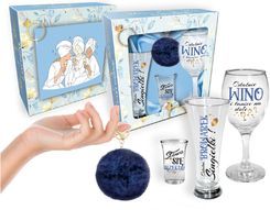 Bgtech Niezbędnik Panieński Zestaw: Szklanka Do Piwa 300Ml Kieliszek Do Wina 220Ml Kieliszek Do Wódki 35Ml + Brelok Granat