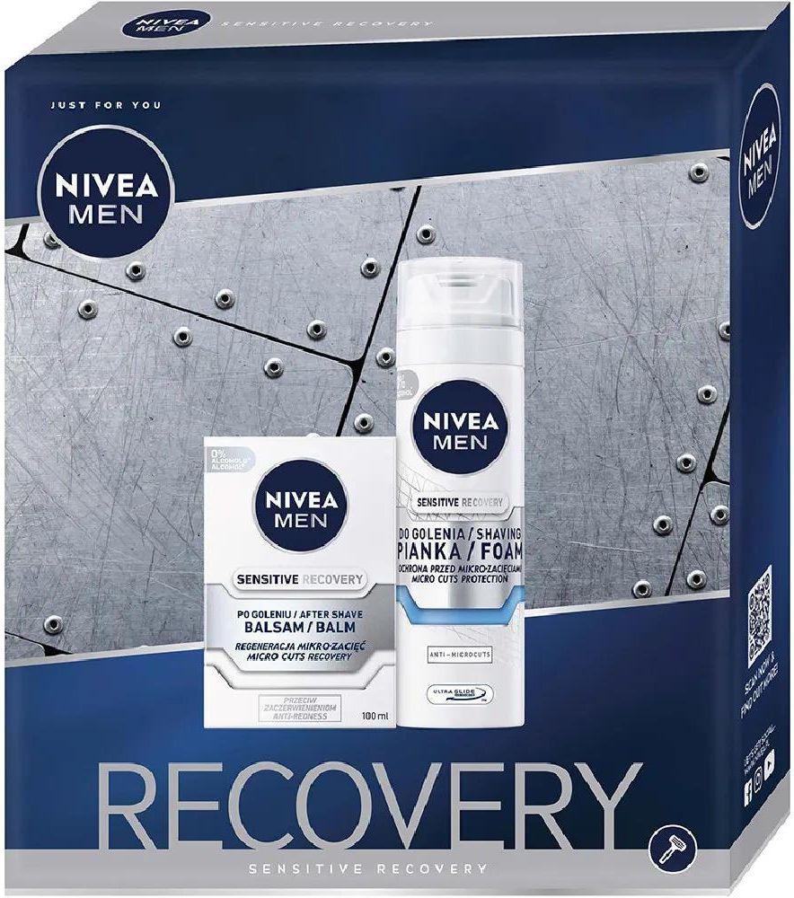 Nivea Zestaw Kosmetyków Men Sensitive Recovery Pianka Do Golenia 200 Ml Balsam Po Goleniu 100 8999