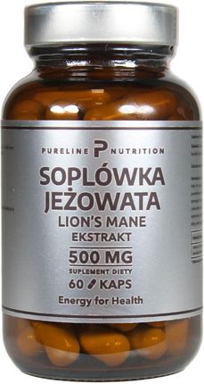Kapsułki Pureline Nutrition Soplówka jeżowata Lion’s Mane Extract ekstrakt 500 mg