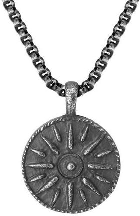 Manoki Antyczna moneta na czarnym łańcuszku męski naszyjnik ze stali szlachetnej