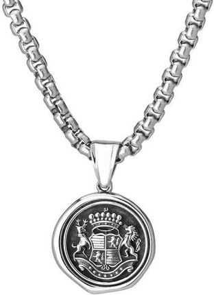 Manoki Medalion z pieczęcią rodową, herbem wisiorek męski na grubym łańcuchu