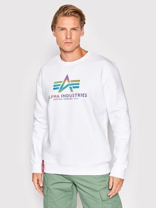 Alpha Industries Bluza Basic Rainbow Print 178302RR Biały Regular Fit