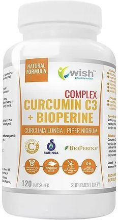 Wish Pharmaceutical Curcumin C3 + Bioperine Complex Kurkumina I Piperyna 120kaps.