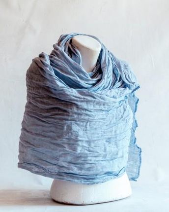 Lniany szal "Unicolor" pudrowy błękit 250 cm