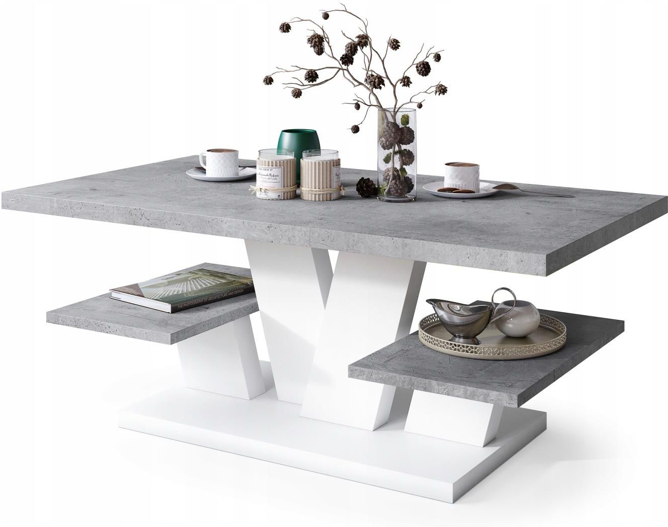 Viva Beton Biały , Ława Stolik Kawowy Z Półkami - Opinie i atrakcyjne ...