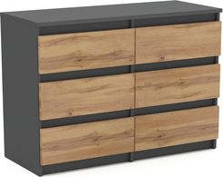 Zdjęcie Komoda 6 Szuflad Szary+Dąb Wotan Szafka - Sieradz