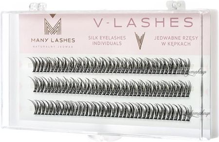 Many Beauty - Many Lashes - V-LASHES - Silk Eyelashes Individual - Jedwabne rzęsy w kępkach - Fish Tale - 0.10 STRONG - C-9mm