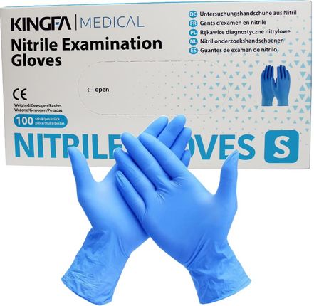 Rękawiczki nitrylowe niebieskie Kingfa Medical 100 szt. - rozmiar S