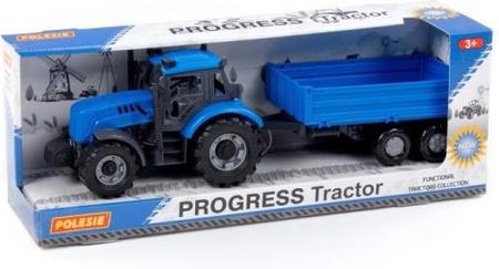 Polesie 91253 Traktor '';Progres''; Inercyjny Z Przyczepą Burtową Niebieski W Pudełku