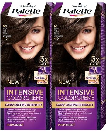 Palette Farba Do Włosów N3 (4-0) Średni Brąz X 2