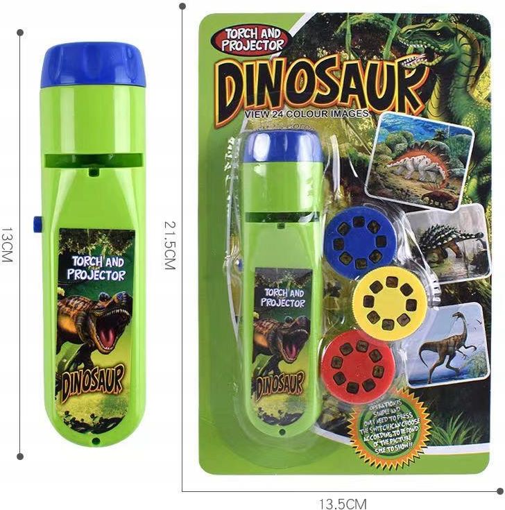 Latarka Projektor Dinozaury Dinozaur 24 Slajdy 2W1 - zdjęcie 6 Latarka Projektor Dinozaury Dinozaur 24 Slajdy 2W1