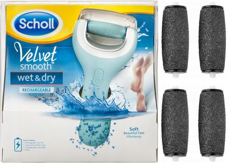 Scholl Velvet Wet Dry Pilnik+Ładowarka + 5 Rolek