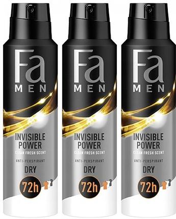 Fa Men Dezodorant Spray Invisible Power 150Ml X3