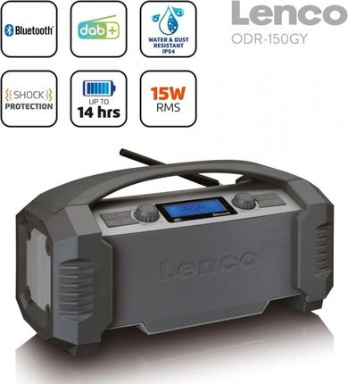 Lenco ODR-150GY - radio DAB+/FM z Bluetooth w pancernej wytrzymałej i wodoodpornej obudowie