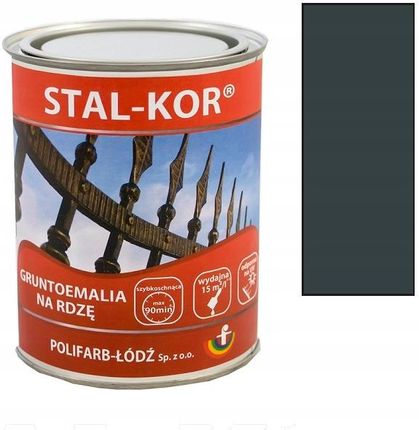 Polifarb Łódź Stal-Kor Gruntoemalia Na Rdzę Grafit RAL7024 0,8l