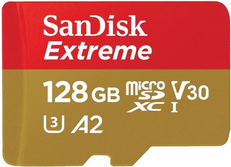 SanDisk microSDXC Extreme 128GB 190/90 MB/s A2 C10 V30 UHS-I U3 (SDSQXAA128GGN6MA)
