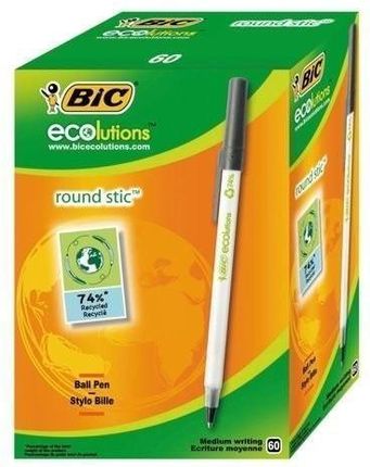 Bic Długopis Round Stic Ecolutions Czarny 60Szt