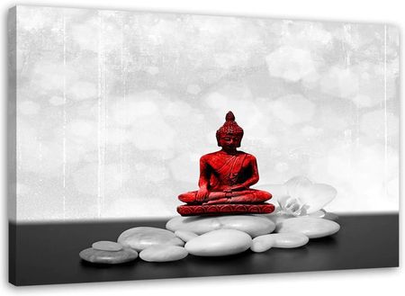 Obraz Na Płótnie Czerwony Budda Na Kamieniach 100x70