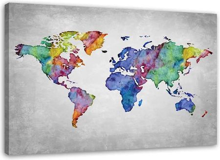 Obraz Na Płótnie Wielobarwna Mapa Świata 100x70