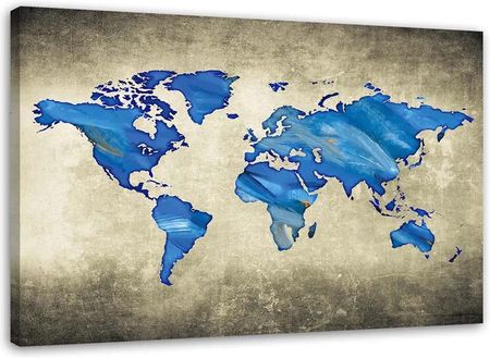 Obraz Na Płótnie Niebieska Mapa Świata 100x70