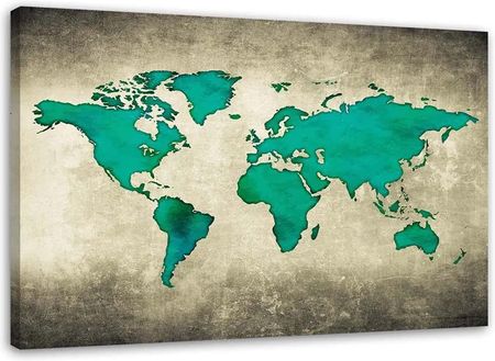 Obraz Na Płótnie Zielona Mapa Świata 100x70