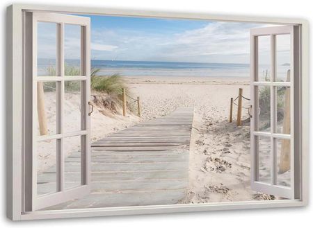 Obraz Na Płótnie Okno Ścieżka Na Plażę 100x70