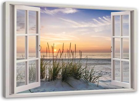 Obraz Na Płótnie Okno Z Widokiem Na Plażę 100x70
