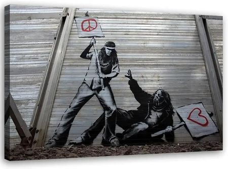 Obraz Na Płótnie Walka Pokoju Z Miłością Mural Banksy 90x60