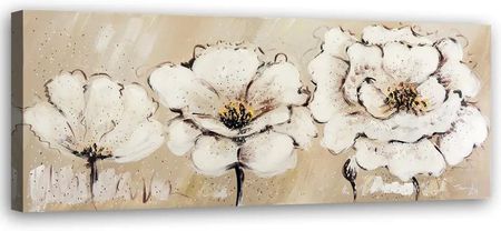 Obraz Na Płótnie Trzy Białe Kwiaty 150x50