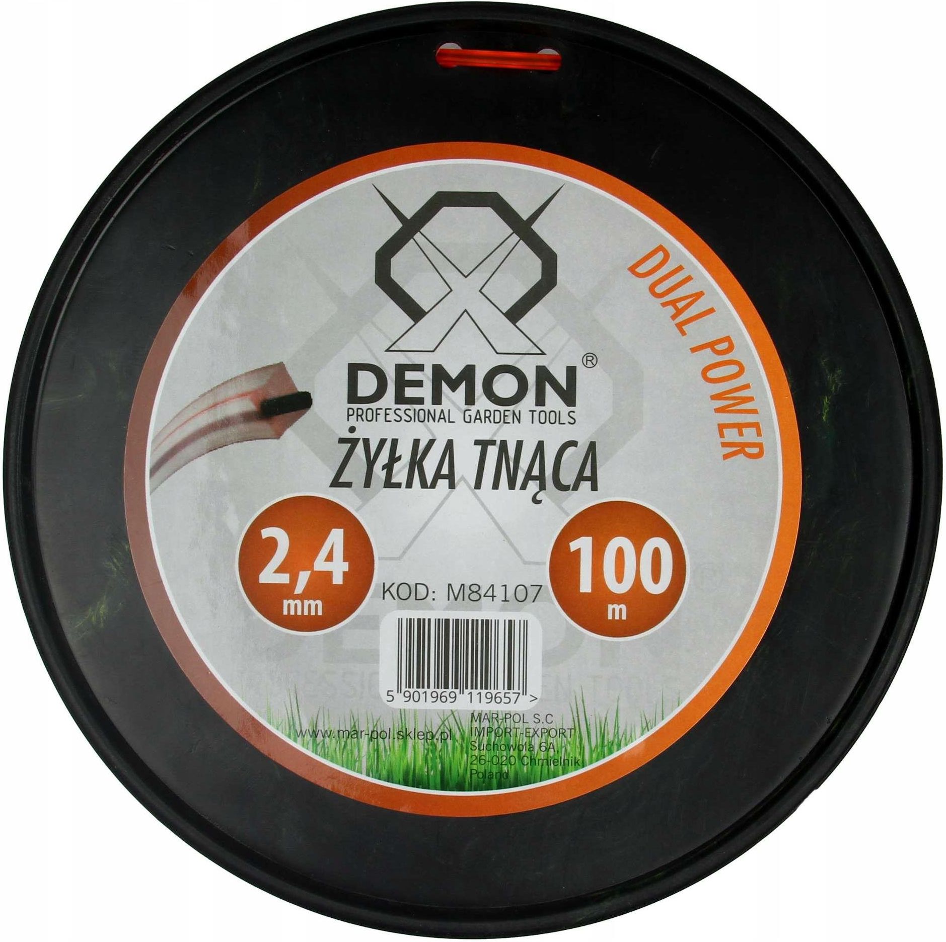 DEMON DEMON ŻYŁKA KOSY PODKASZARKI 2,4MM 100M KWADRAT