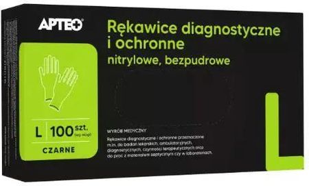 Synoptis Pharma Sp. Z O. Rękawice Diagnostyczne I Ochronne Nitrylowe Bezpudrowe Czarne L Apteo 100szt.