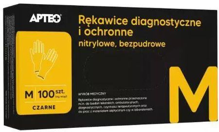 Synoptis Pharma Sp. Z O. Rękawice Diagnostyczne I Ochronne Nitrylowe Bezpudrowe Czarne M Apteo 100szt.