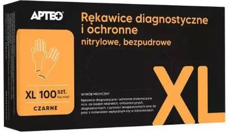 Synoptis Pharma Sp. Z O. Rękawice Diagnostyczne I Ochronne Nitrylowe Bezpudrowe Czarne Xl Apteo 100szt.