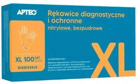 Synoptis Pharma Sp. Z O. Rękawice Diagnostyczne I Ochronne Nitrylowe Bezpudrowe Niebieskie Xl Apteo 100szt.